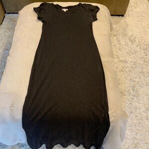 Artisan NY Grey M Short Sleeve Maxi  Dress Lightweight Cottagecore Cabincore